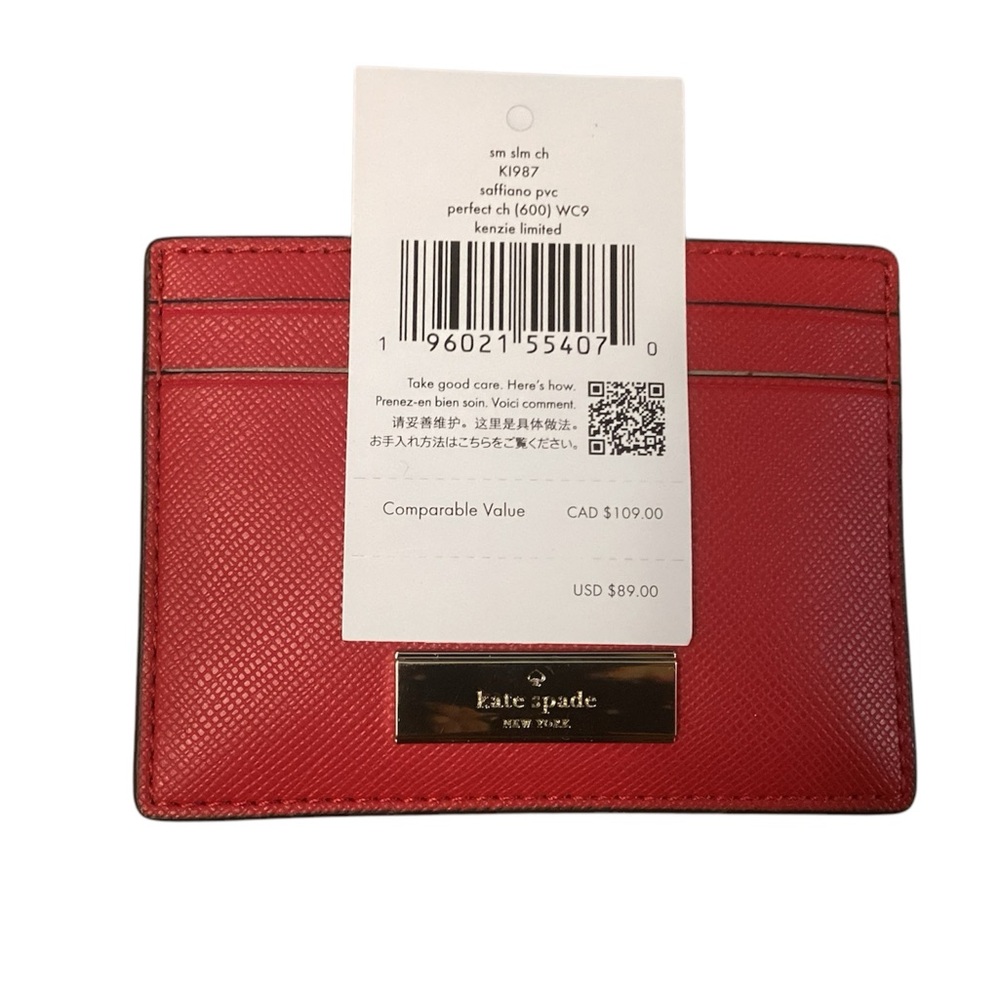 Kate Spade Kenzie Small Slim Card Holder in Perfect Cherry